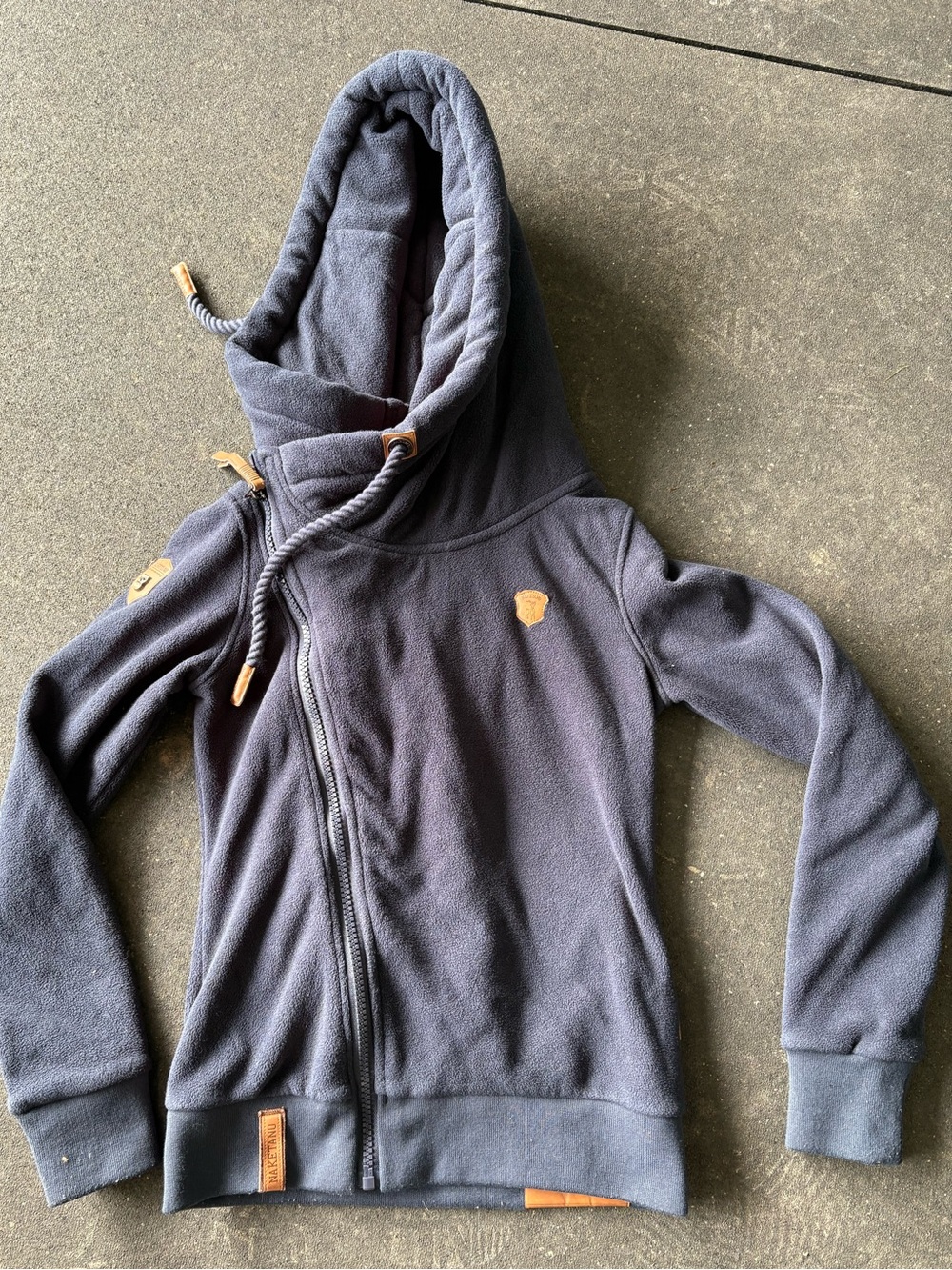 Women’s Naketano Sz small navy fleece zip up hoodie jacket like wanakome